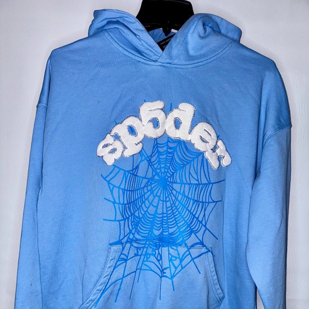 Sp5der Men`s Web Hoodie `Sky Blue`/Size-S